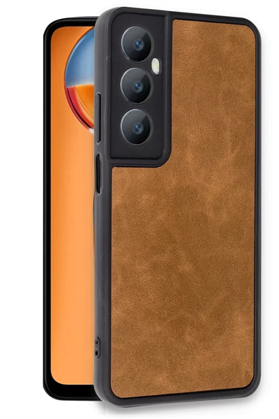 Realme C65 Kılıf Aras Deri Kapak - Taba