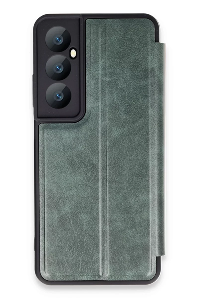 Realme C65 Kılıf Flip Cover - Koyu Yeşil