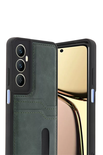 Realme C65 Sara Kartvizitli Deri Kılıf - Yeşil