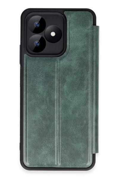 Realme Note 50 4G Kılıf Flip Cover - Koyu Yeşil