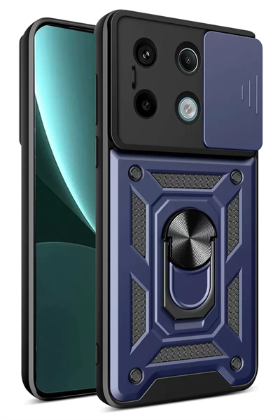 Redmi Note 13 Pro 4G Pars Lens Yüzüklü Silikon - Lacivert