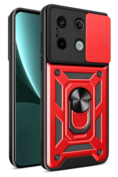 Redmi Note 13 Pro 4G Pars Lens Yüzüklü Silikon - Kırmızı