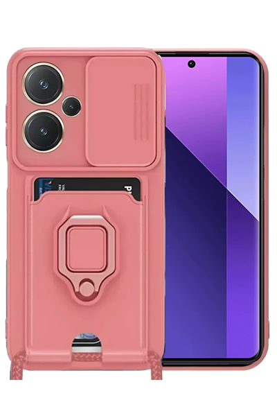 Redmi Note 13 Pro Plus Kılıf Zuma Kartvizitli Yüzüklü Silikon - Pembe