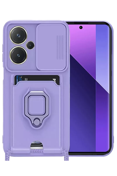 Redmi Note 13 Pro Plus Kılıf Zuma Kartvizitli Yüzüklü Silikon - Lila