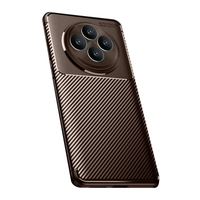 Reno 11 FS Kılıf Auto Focus Karbon Kapak - Kahverengi