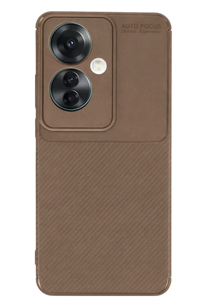 Reno 11F Kılıf Auto Focus Karbon Kapak - Kahverengi