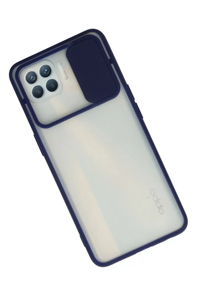 Reno 4 Lite Kılıf Palm Buzlu Kamera Sürgülü Silikon - Lacivert