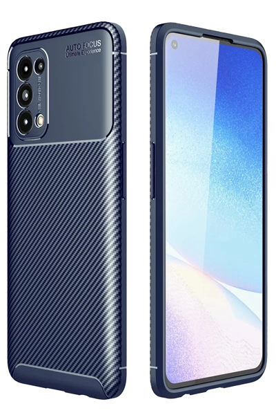 Reno 5 Kılıf Auto Focus Karbon Kapak - Lacivert