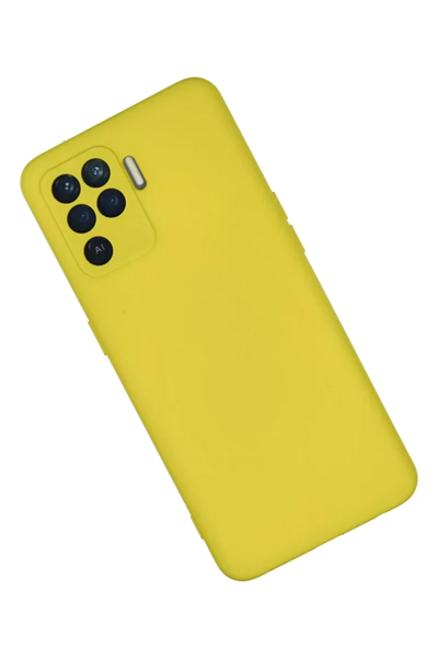 Reno 5 Lite Kılıf Nano içi Kadife Silikon - Sarı