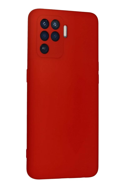 Reno 5 Lite Kılıf Nano içi Kadife Silikon - Kırmızı