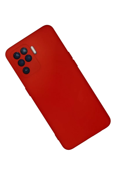 Reno 5 Lite Kılıf Nano içi Kadife Silikon - Kırmızı