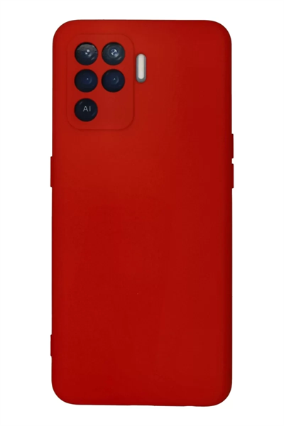 Reno 5 Lite Kılıf Nano içi Kadife Silikon - Kırmızı