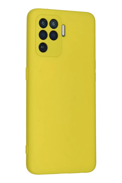 Reno 5 Lite Kılıf Nano içi Kadife Silikon - Sarı