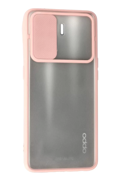 Reno 5 Lite Kılıf Palm Buzlu Kamera Sürgülü Silikon - Pembe