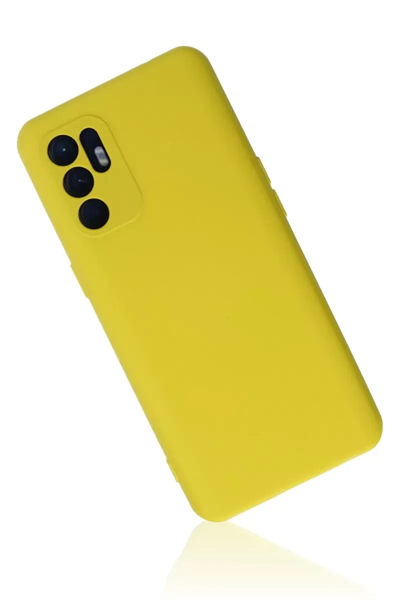 Reno 6 Kılıf Nano içi Kadife Silikon - Sarı1