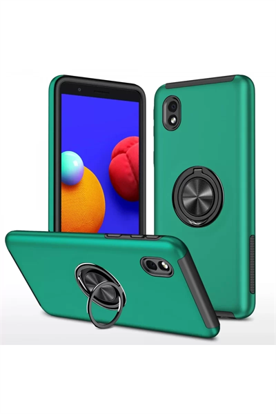 Samsung Galaxy A01 Core Kılıf Elit Yüzüklü Kapak - Yeşil