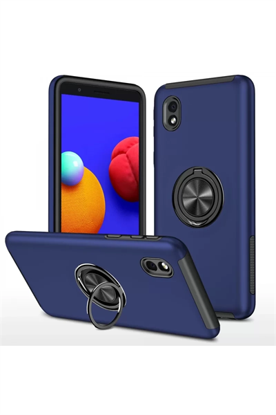 Samsung Galaxy A01 Core Kılıf Elit Yüzüklü Kapak - Lacivert
