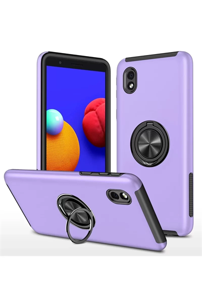 Samsung Galaxy A01 Core Kılıf Elit Yüzüklü Kapak - Mor