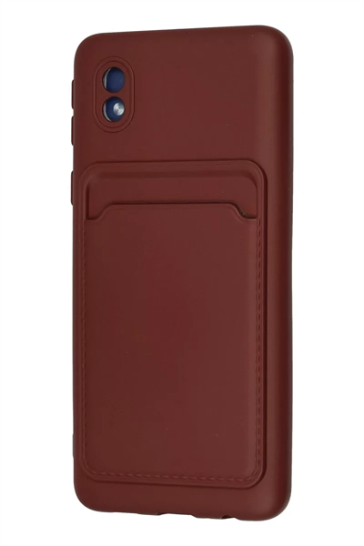 Samsung Galaxy A01 Core Kılıf Kelvin Kartvizitli Silikon - Bordo