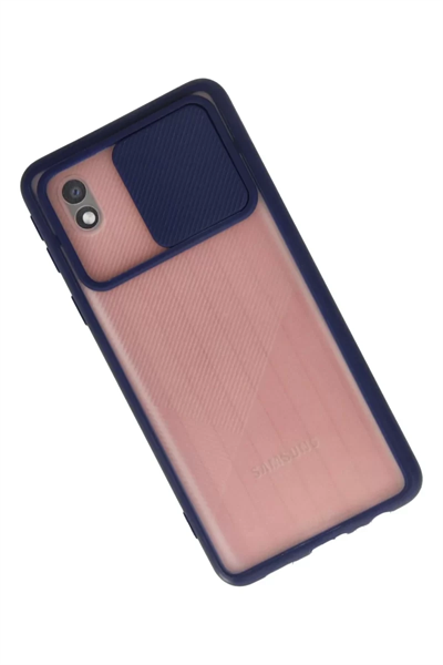 Samsung Galaxy A01 Core Kılıf Palm Buzlu Kamera Sürgülü Silikon - Lacivert
