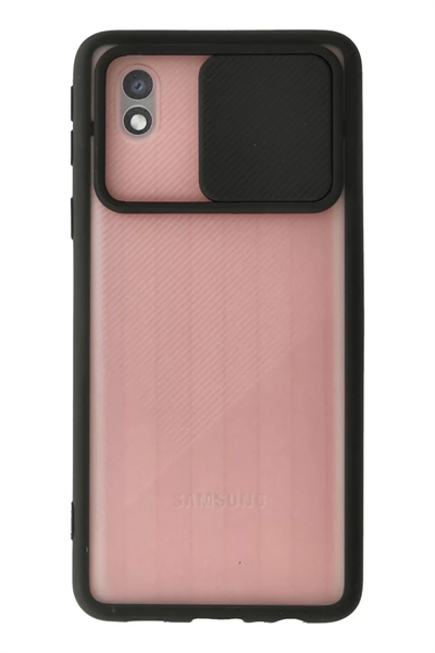 Samsung Galaxy A01 Core Kılıf Palm Buzlu Kamera Sürgülü Silikon - Siyah
