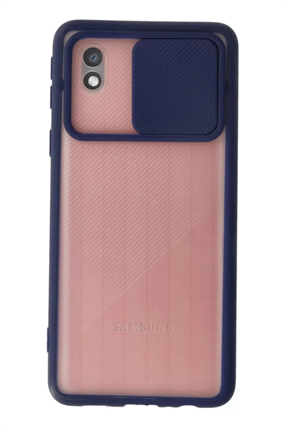 Samsung Galaxy A01 Core Kılıf Palm Buzlu Kamera Sürgülü Silikon - Lacivert