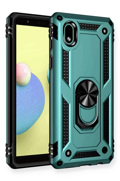 Samsung Galaxy A01 Core Kılıf Sofya Yüzüklü Silikon Kapak - Yeşil