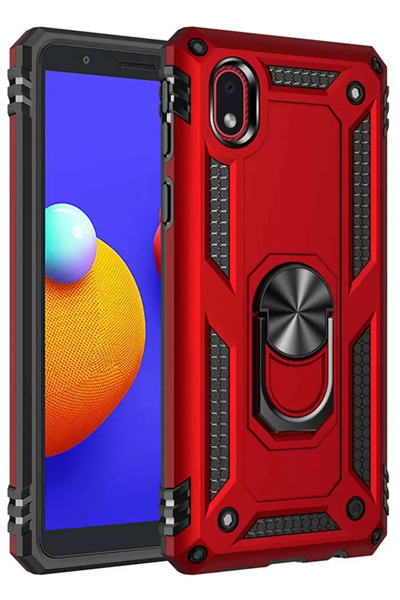 Samsung Galaxy A01 Core Kılıf Sofya Yüzüklü Silikon Kapak - Kırmızı