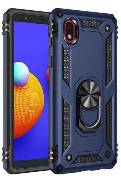 Samsung Galaxy A01 Core Kılıf Sofya Yüzüklü Silikon Kapak - Lacivert