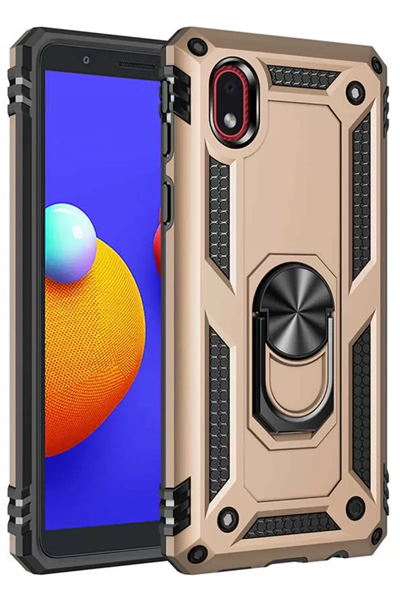 Samsung Galaxy A01 Core Kılıf Sofya Yüzüklü Silikon Kapak - Gold