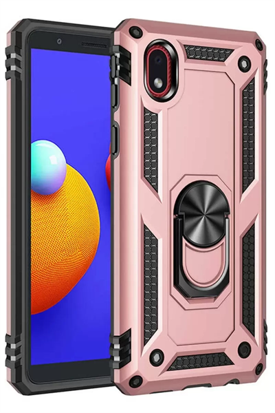 Samsung Galaxy A01 Core Kılıf Sofya Yüzüklü Silikon Kapak - Rose