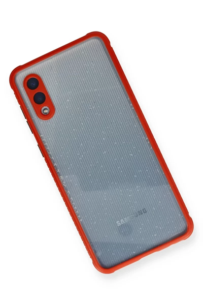 Samsung Galaxy A02 Kılıf Miami Şeffaf Silikon - Kırmızı