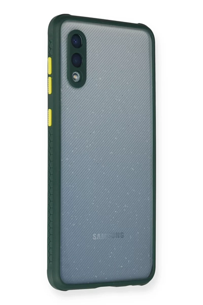 Samsung Galaxy A02 Kılıf Miami Şeffaf Silikon - Koyu Yeşil