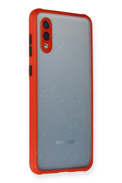 Samsung Galaxy A02 Kılıf Miami Şeffaf Silikon - Kırmızı