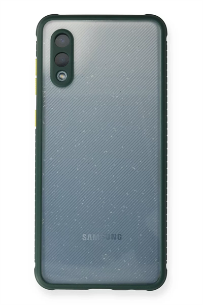 Samsung Galaxy A02 Kılıf Miami Şeffaf Silikon - Koyu Yeşil