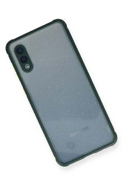 Samsung Galaxy A02 Kılıf Miami Şeffaf Silikon - Koyu Yeşil