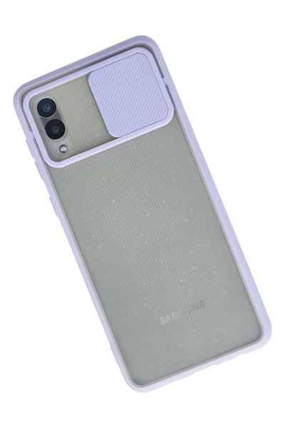 Samsung Galaxy A02 Kılıf Palm Buzlu Kamera Sürgülü Silikon - Lila