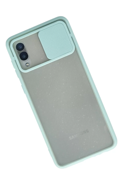 Samsung Galaxy A02 Kılıf Palm Buzlu Kamera Sürgülü Silikon - Turkuaz