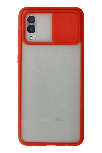 Samsung Galaxy A02 Kılıf Palm Buzlu Kamera Sürgülü Silikon - Kırmızı