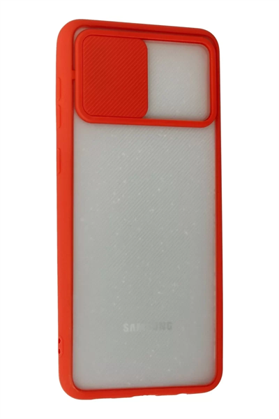 Samsung Galaxy A02 Kılıf Palm Buzlu Kamera Sürgülü Silikon - Kırmızı