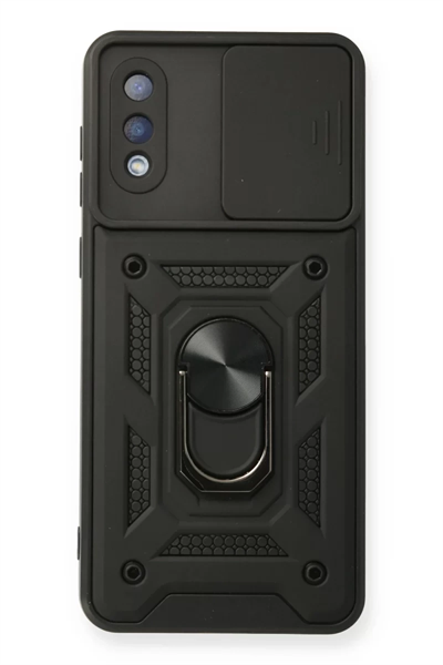 Samsung Galaxy A02 Kılıf Pars Lens Yüzüklü Silikon - Siyah