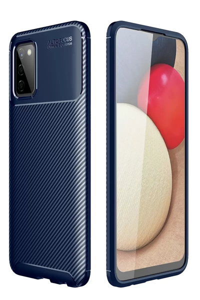 Samsung Galaxy A02S Kılıf Auto Focus Karbon Kapak - Lacivert