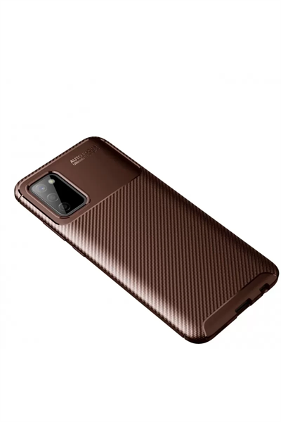 Samsung Galaxy A02S Kılıf Auto Focus Karbon Kapak - Kahverengi