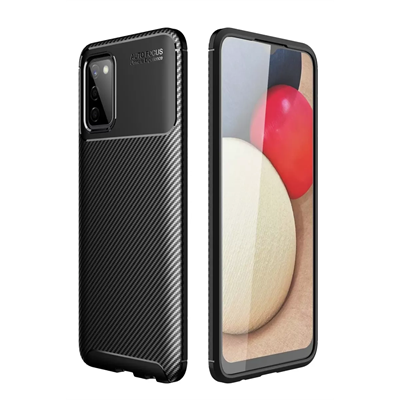 Samsung Galaxy A02S Kılıf Auto Focus Karbon Kapak - Siyah