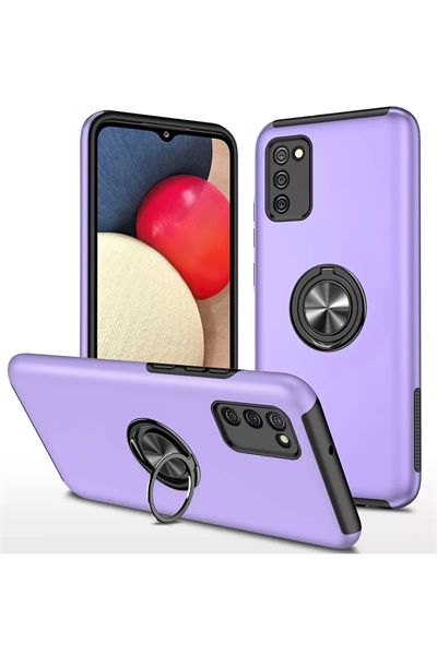 Samsung Galaxy A02S Kılıf Elit Yüzüklü Kapak - Mor