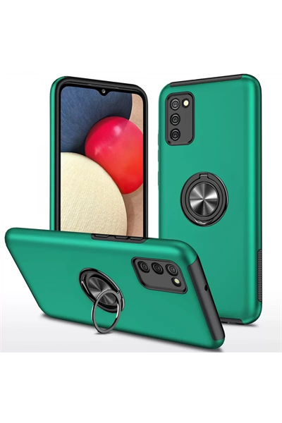 Samsung Galaxy A02S Kılıf Elit Yüzüklü Kapak - Yeşil