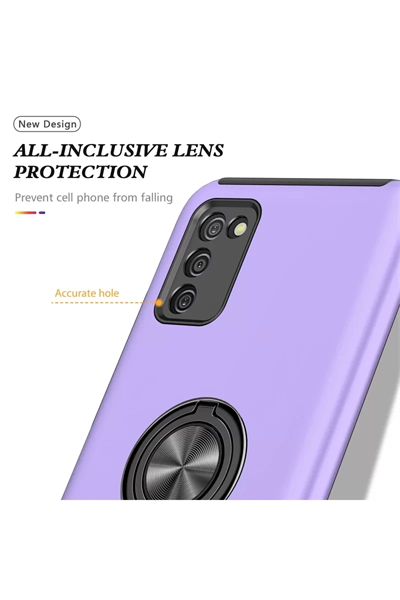 Samsung Galaxy A02S Kılıf Elit Yüzüklü Kapak - Mor