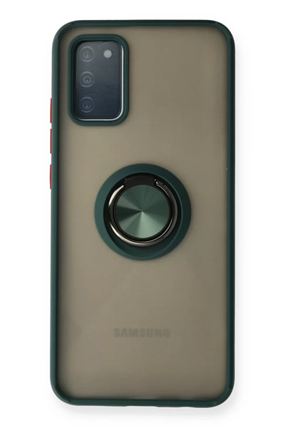 Samsung Galaxy A02S Kılıf Montreal Yüzüklü Silikon Kapak - Yeşil