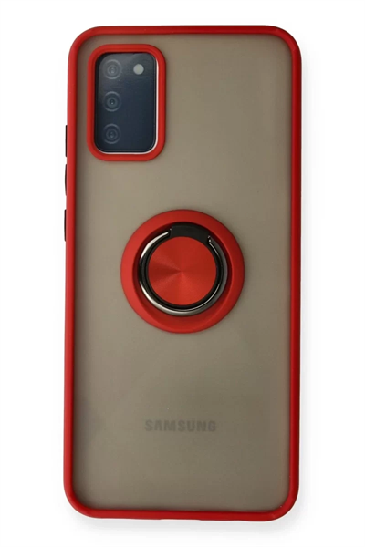 Samsung Galaxy A02S Kılıf Montreal Yüzüklü Silikon Kapak - Kırmızı