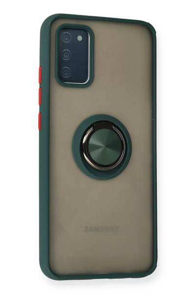Samsung Galaxy A02S Kılıf Montreal Yüzüklü Silikon Kapak - Yeşil
